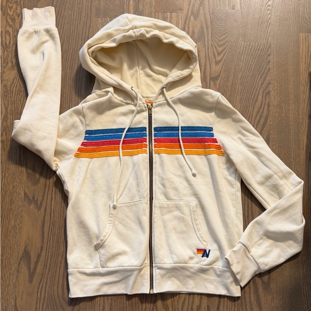 Aviator Nation Cream 5 stripe vintage Hoodie